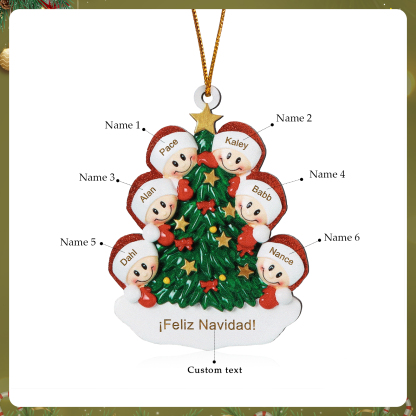 Navidad-Ornamento con muñecos de madera árbol 6 nombres y texto personalizados | Jessemade