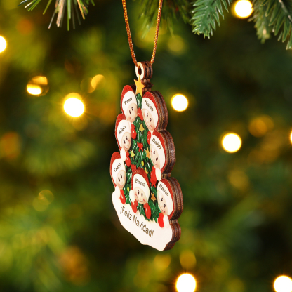 Navidad-Ornamento con muñecos de madera árbol 7 nombres y texto personalizados | Jessemade