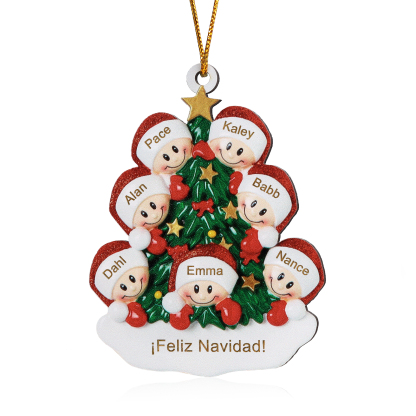 Navidad-Ornamento con muñecos de madera árbol 7 nombres y texto personalizados | Jessemade