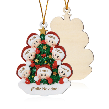Navidad-Ornamento con muñecos de madera árbol 7 nombres y texto personalizados | Jessemade