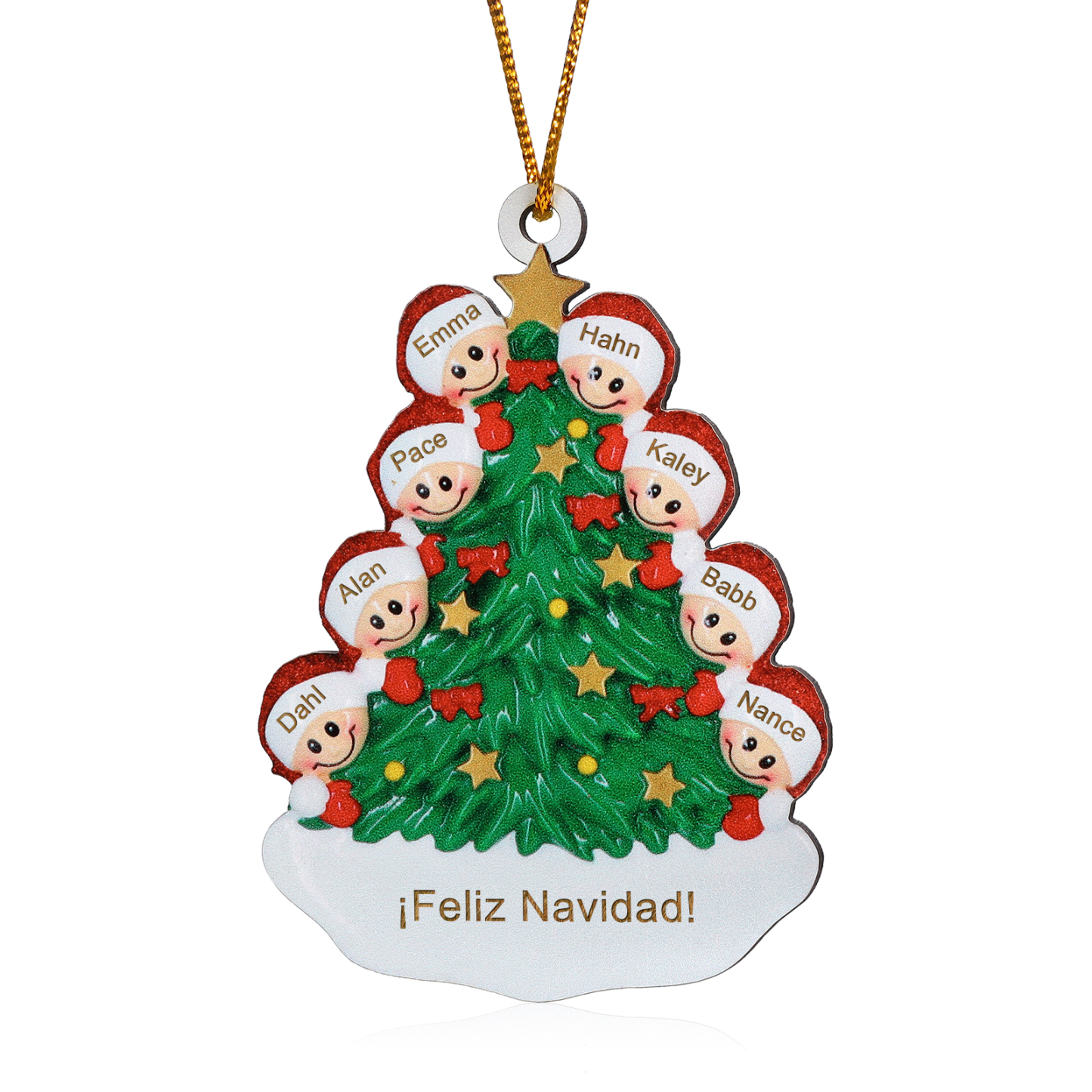 Navidad-Ornamento con muñecos de madera árbol 8 nombres y texto personalizados | Jessemade