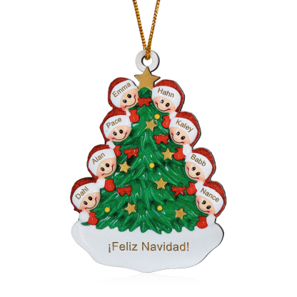 Navidad-Ornamento con muñecos de madera árbol 8 nombres y texto personalizados | Jessemade