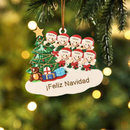 Ornamento Navideño 4 Nombres Personalizados Adorno de Madera