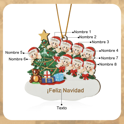 Navidad-Ornamento con muñecos de madera con árbol 8 nombres y texto personalizados | Jessemade