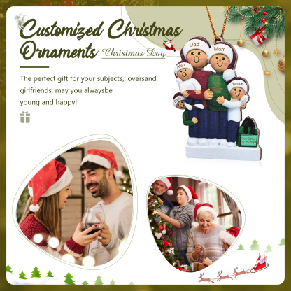 Navidad-Ornamento con Muñecos de Madera de Familia Mamá Embarazada 6 Nombres y Fecha Personalizados | Jessemade