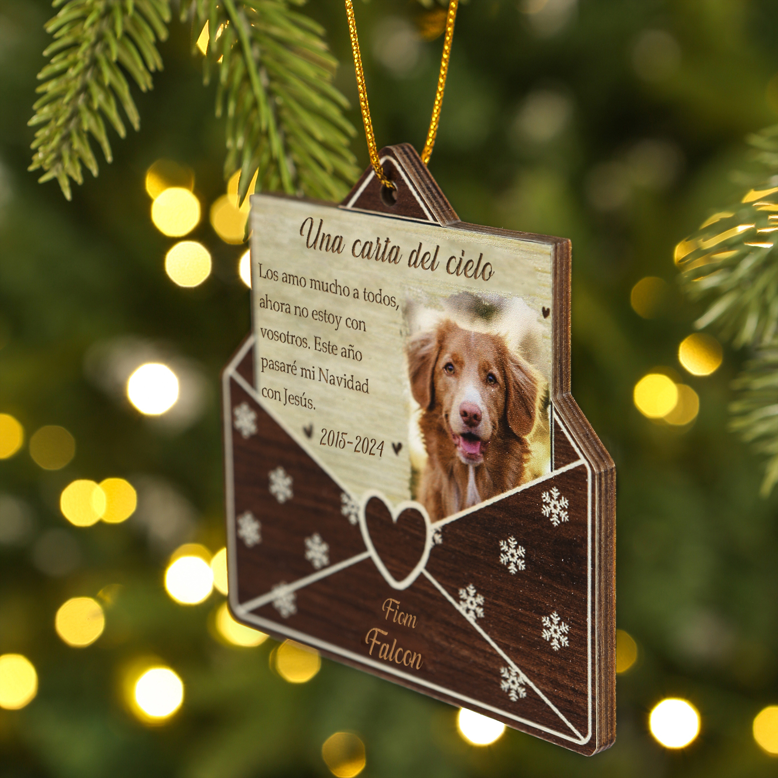 Memoria-Ornamento de madera carta de mascota desde el cielo con foto, nombre y años personalizados | Jessemade