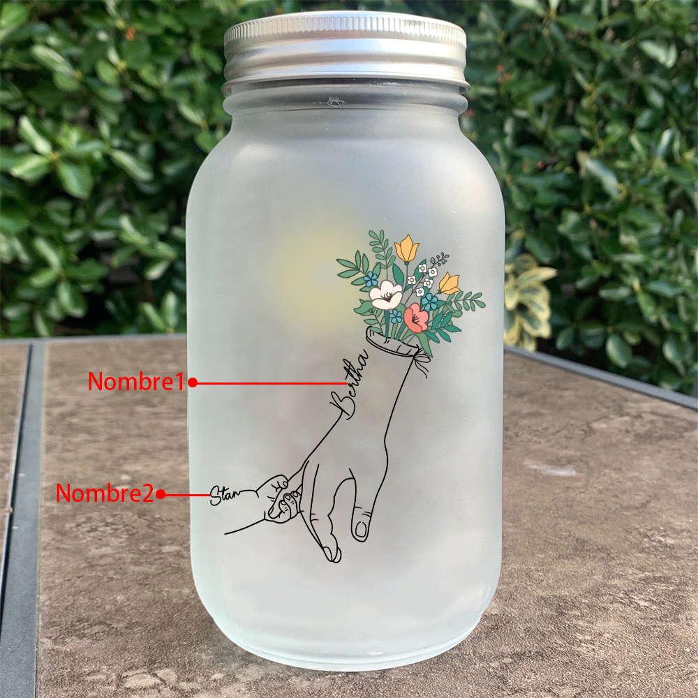 Botella con Lámpara Mano con Mano Personalizada con 2 Nombres | Jessemade