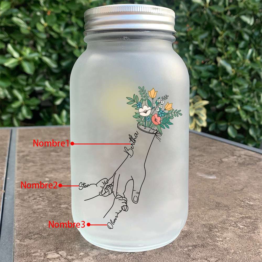 Botella con Lámpara Mano con Mano Personalizada con 3 Nombres | Jessemade