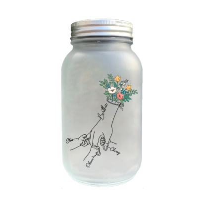 Botella con Lámpara Mano con Mano Personalizada con 4 Nombres | Jessemade