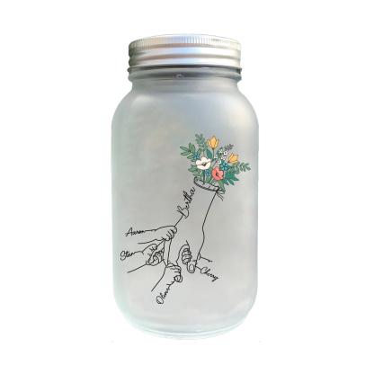 Botella con Lámpara Mano con Mano Personalizada con 5 Nombres | Jessemade