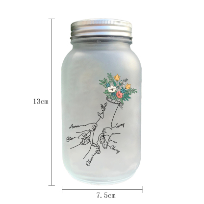 Botella con Lámpara Mano con Mano Personalizada con 6 Nombres | Jessemade