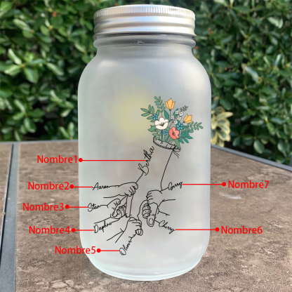Botella con Lámpara Mano con Mano Personalizada con 7 Nombres | Jessemade