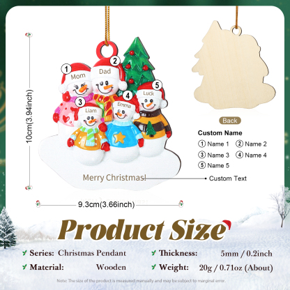 Navidad-Ornamento con muñecos de nieve de madera 5 nombres y texto personalizados | Jessemade