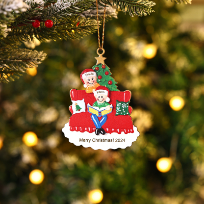 Navidad-Ornamento de madera muñecos de abuelos 3 nombres y 1 texto per