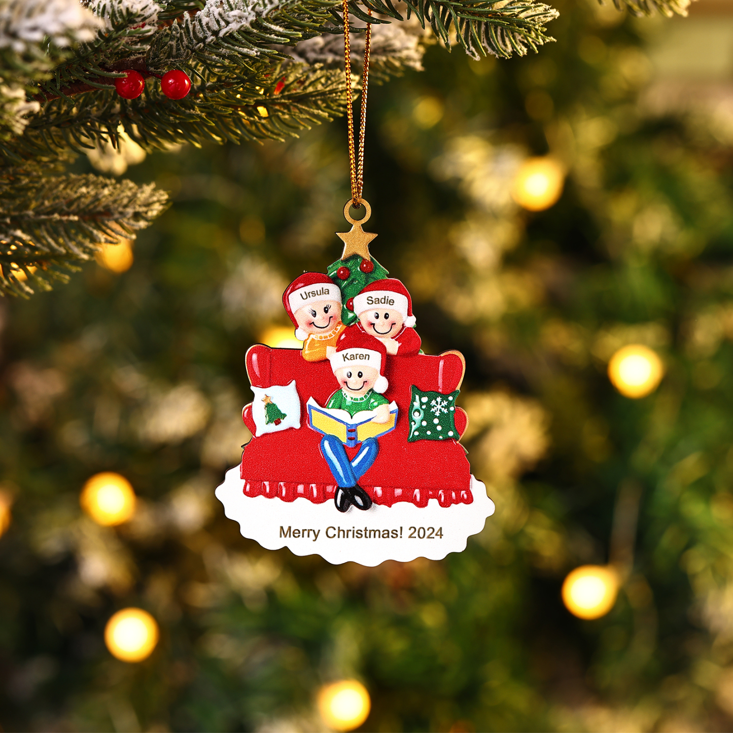 Navidad-Ornamento de madera muñecos de abuelos 3 nombres y 1 texto per