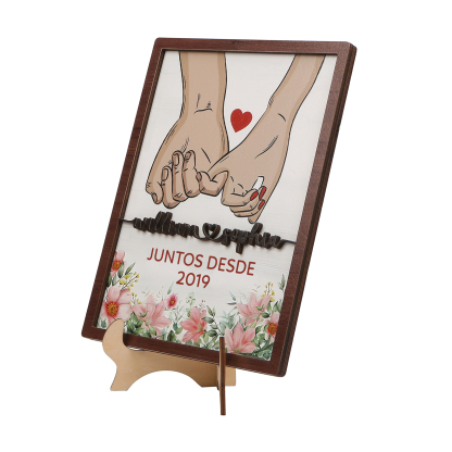 Pareja-Decoración de madera de mano con mano para pareja con 2 nombres y año personalizados | Jessemade