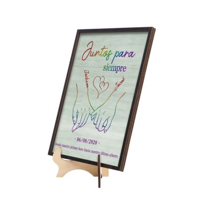 Pareja-Decoración de madera de dedos cogidos para pareja con 2 nombres, fecha y texto personalizados | Jessemade