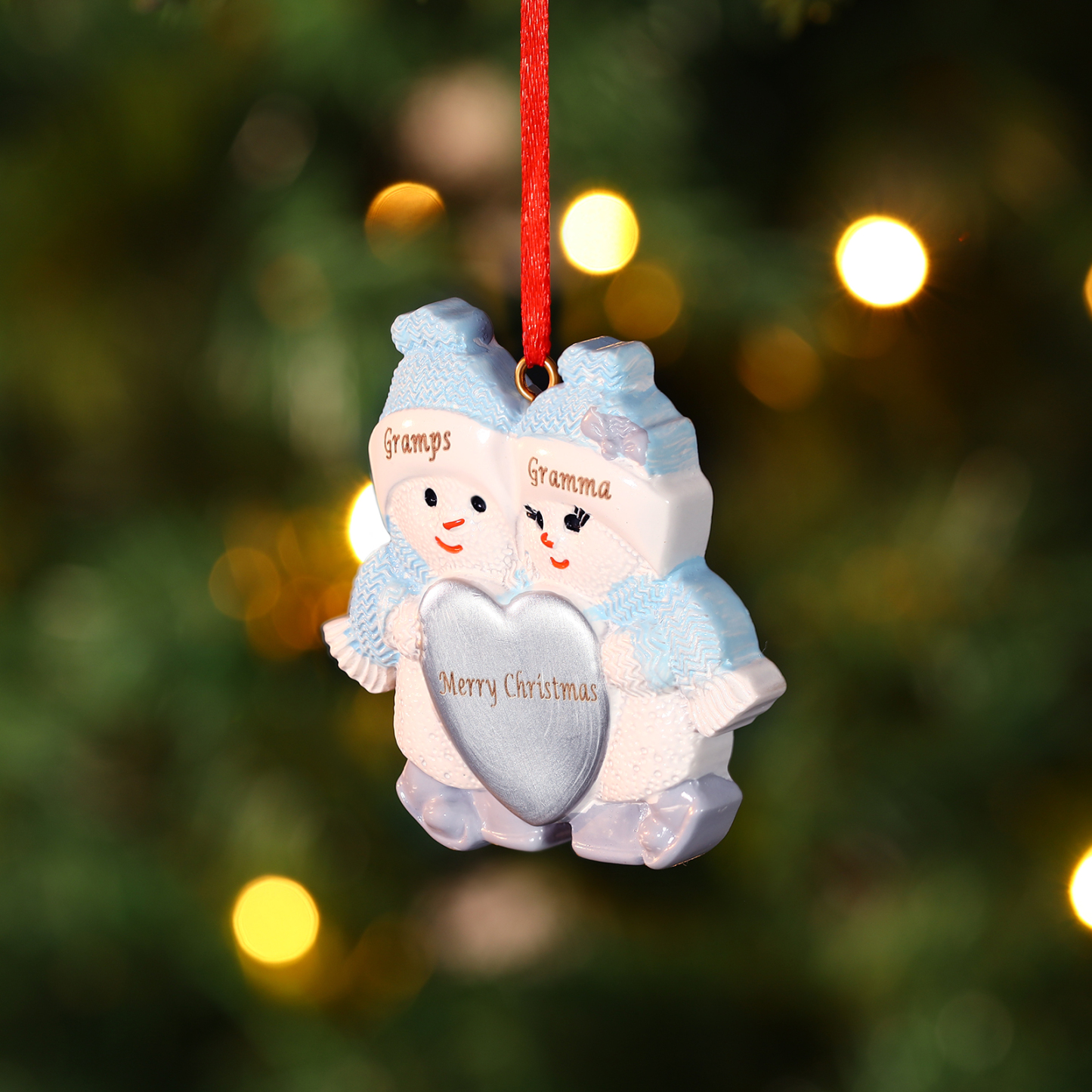 Navidad-Ornamento de resina de pareja muñecos de nieve 2 nombres y texto personalizados | Jessemade