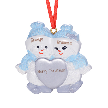 Navidad-Ornamento de resina de pareja muñecos de nieve 2 nombres y texto personalizados | Jessemade