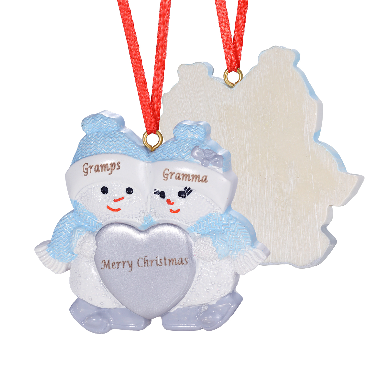 Navidad-Ornamento de resina de pareja muñecos de nieve 2 nombres y texto personalizados | Jessemade