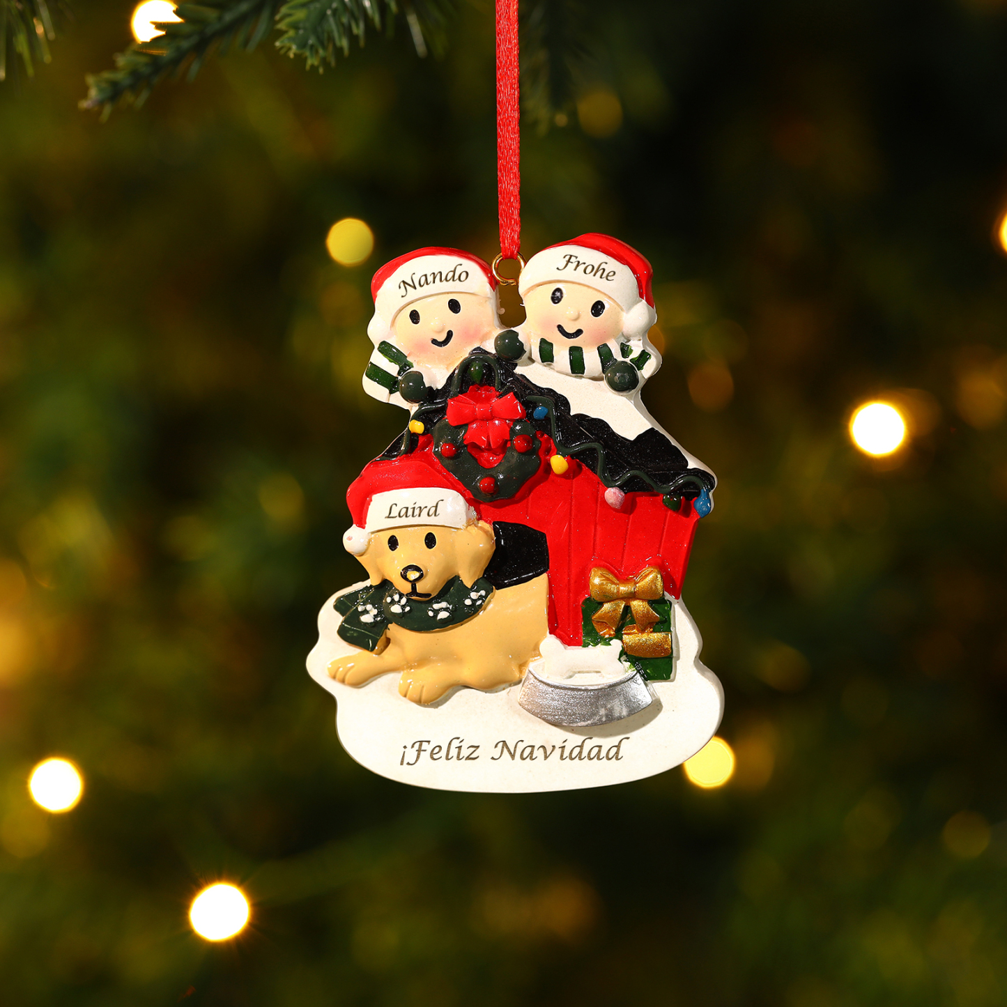 Navidad-Ornamento con Muñecos de Acrílico Familia con Perro 7 Nombres 