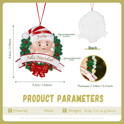 Navidad-Bebé Ornamento de resina 1 nombre y texto personalizados | Jessemade