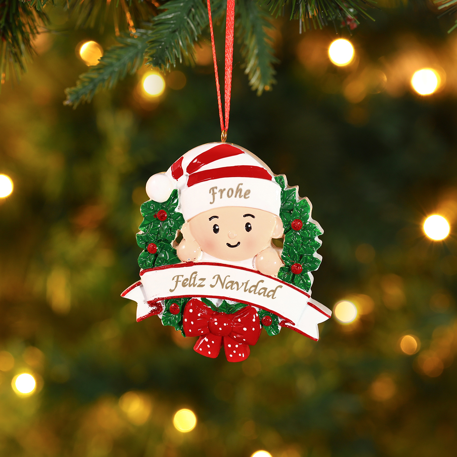 Navidad-Bebé Ornamento de resina 1 nombre y texto personalizados | Jessemade