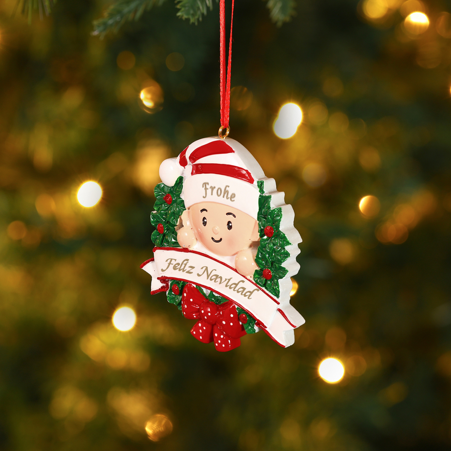 Navidad-Bebé Ornamento de resina 1 nombre y texto personalizados | Jessemade