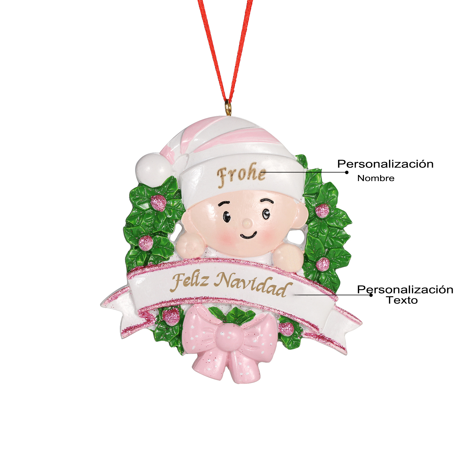 Navidad-Bebé Ornamento de resina 1 nombre y texto personalizados | Jessemade