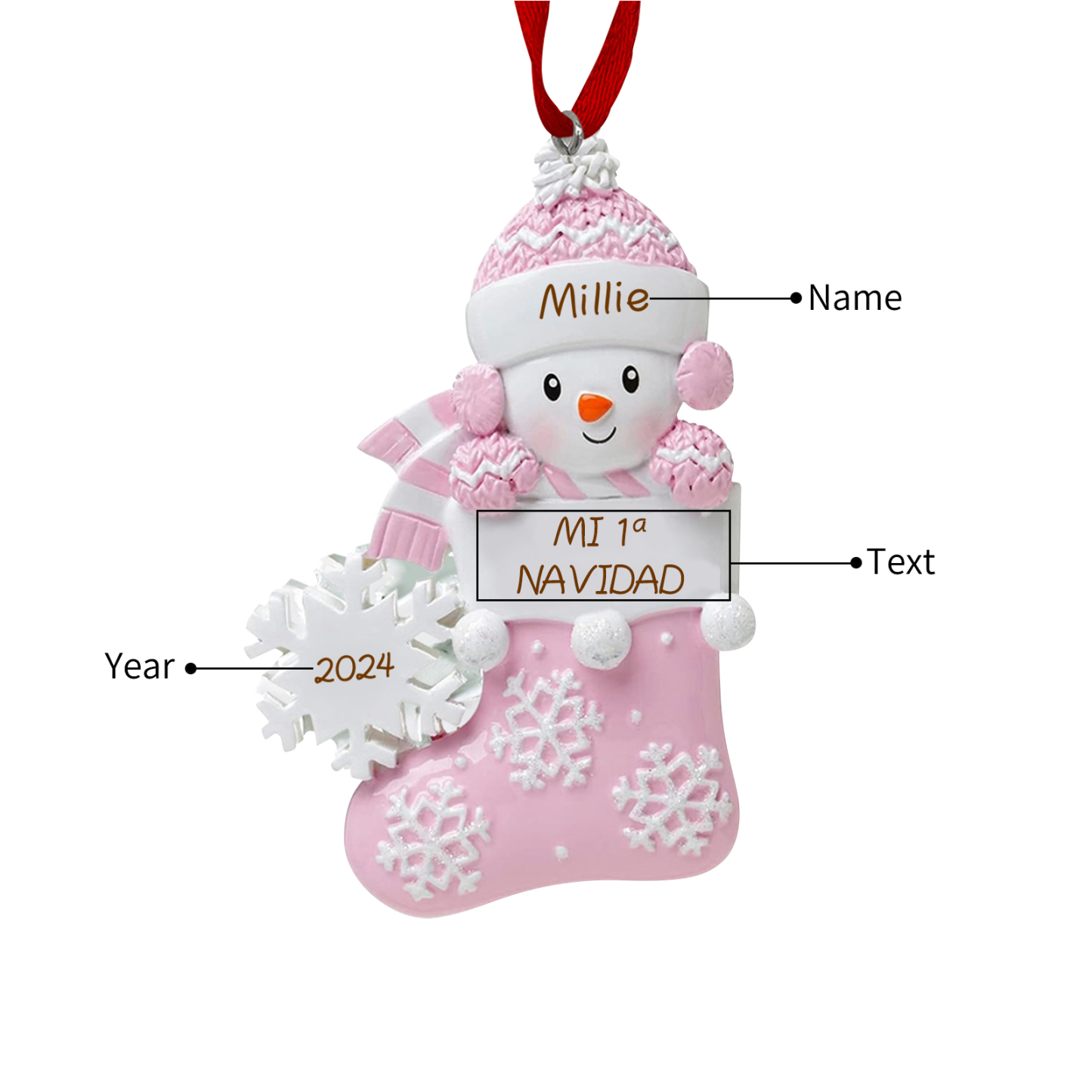 Navidad-Bebé Ornamento de resina 1 nombre, año y texto personalizados | Jessemade