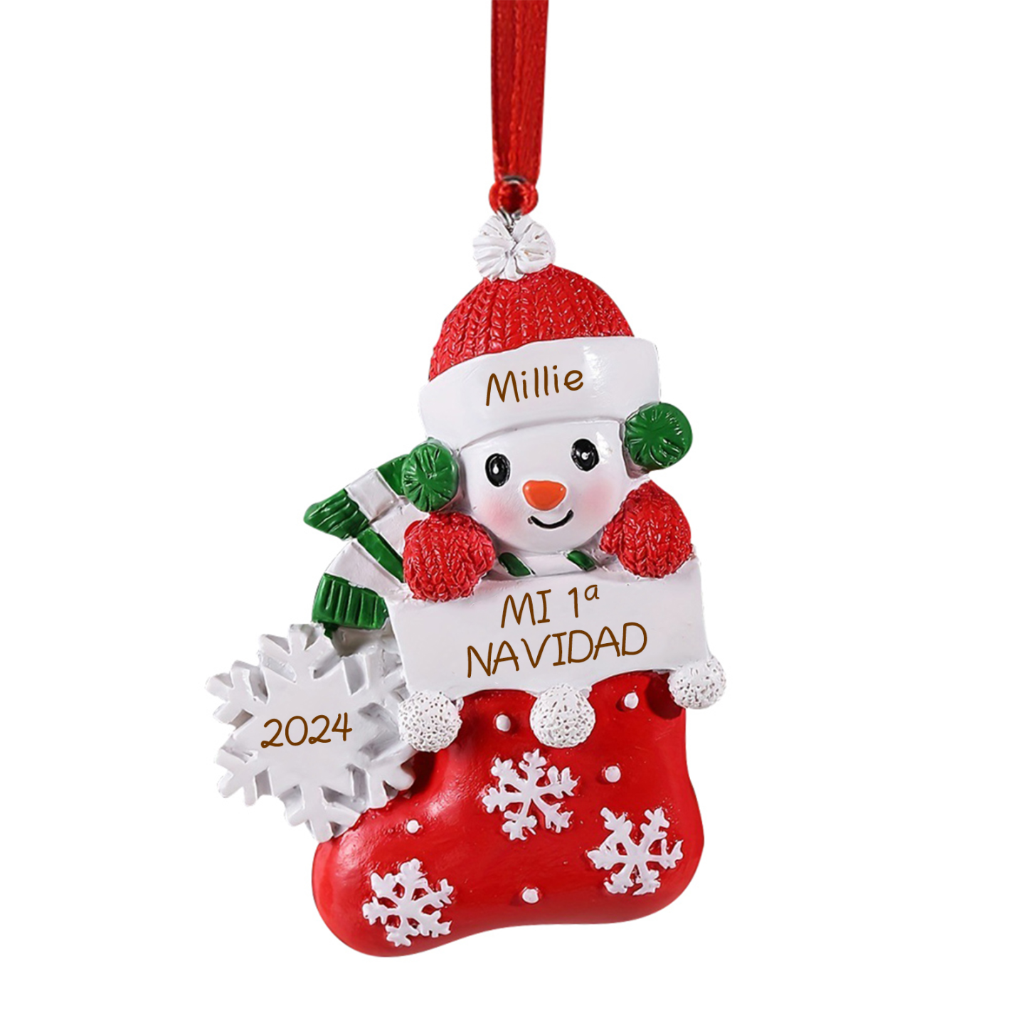 Navidad-Bebé Ornamento de resina 1 nombre, año y texto personalizados | Jessemade