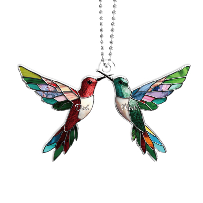 Navidad-Ornamento de acrílico colibríes 2 nombres personalizados | Jessemade