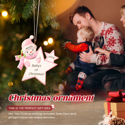 Navidad-Bebé Ornamento de resina estrella 1 nombre, año y texto personalizados | Jessemade