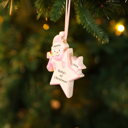 Navidad-Bebé Ornamento de resina estrella 1 nombre, año y texto personalizados | Jessemade