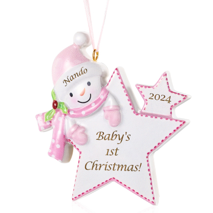 Navidad-Bebé Ornamento de resina estrella 1 nombre, año y texto personalizados | Jessemade