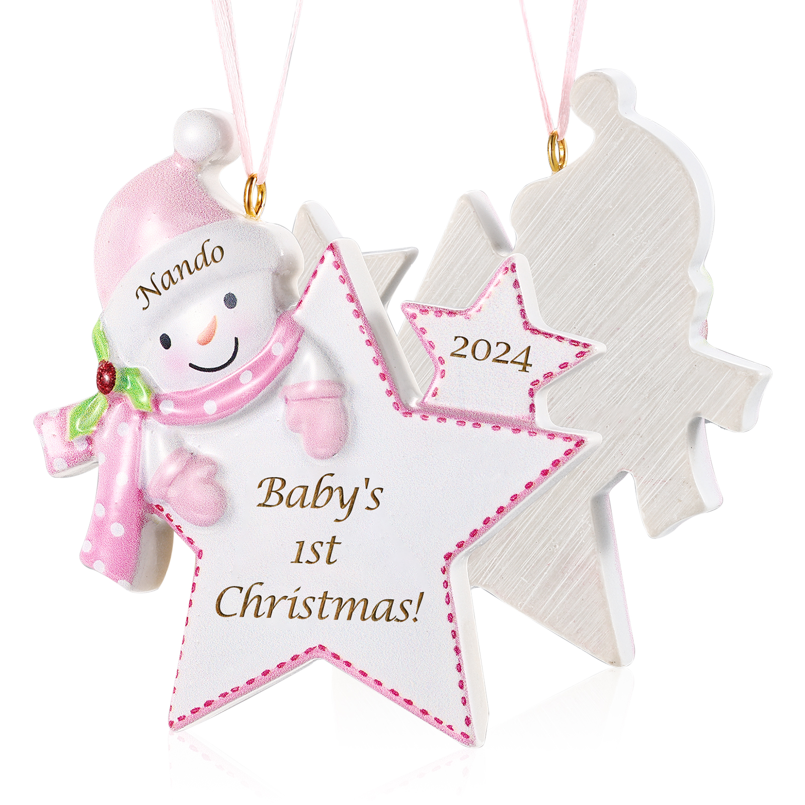 Navidad-Bebé Ornamento de resina estrella 1 nombre, año y texto personalizados | Jessemade