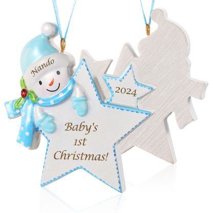 Navidad-Bebé Ornamento de resina estrella 1 nombre, año y texto personalizados | Jessemade