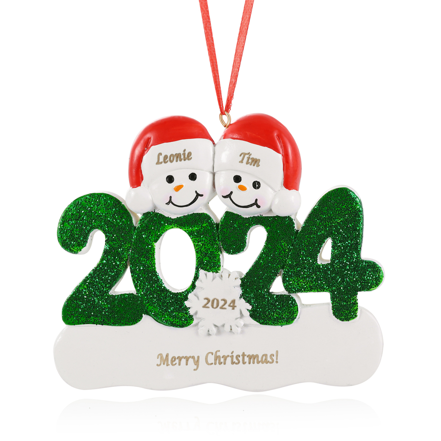 Navidad-Ornamento de resina 2024 con 2 nombres, año y 1 texto personalizados | Jessemade