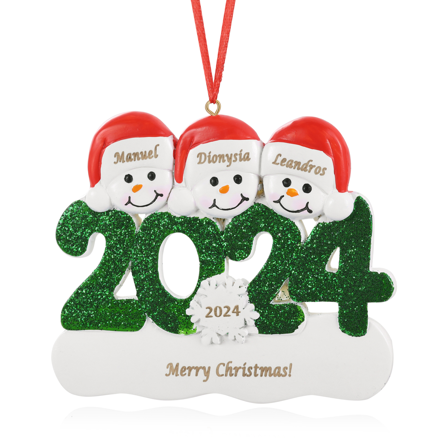 Navidad-Ornamento de resina 2024 con 3 nombres, año y 1 texto personalizados | Jessemade