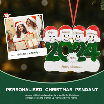 Navidad-Ornamento de resina 2024 con 4 nombres, año y 1 texto personalizados | Jessemade