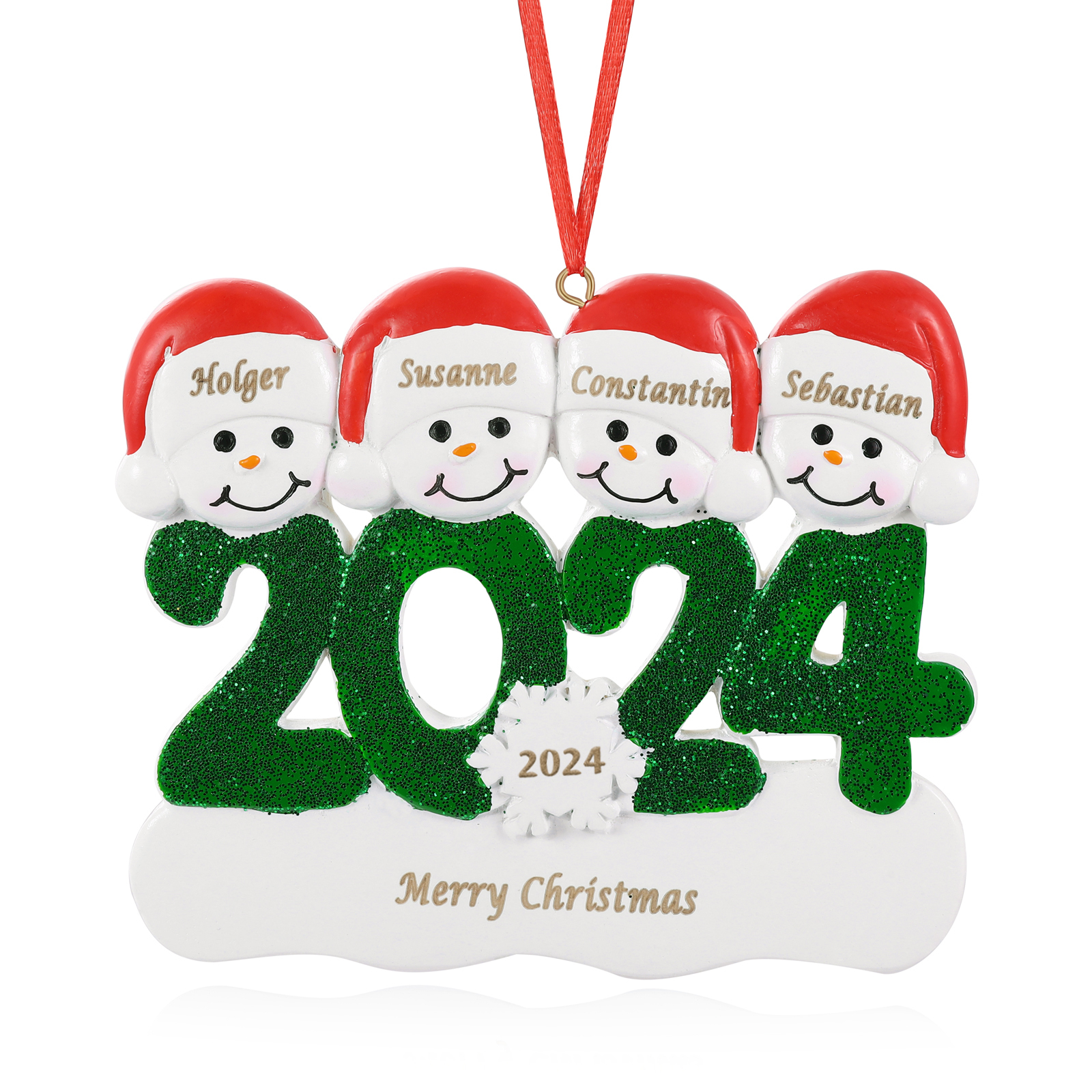 Navidad-Ornamento de resina 2024 con 4 nombres, año y 1 texto personalizados | Jessemade