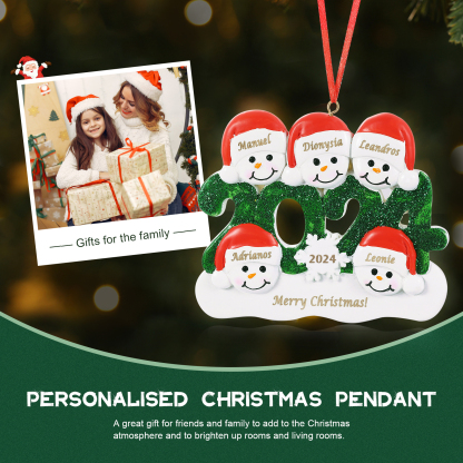Navidad-Ornamento de resina 2024 con 5 nombres, año y 1 texto personalizados | Jessemade