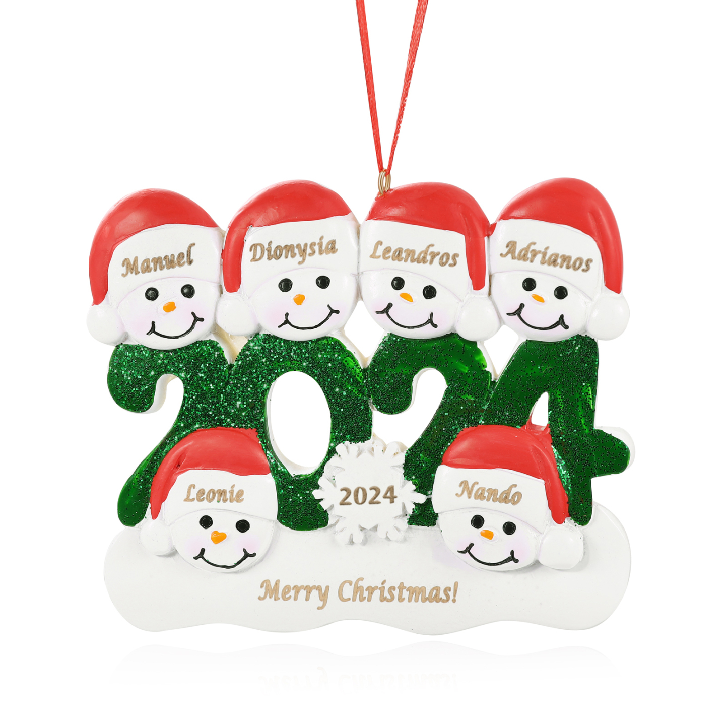 Navidad-Ornamento de resina 2024 con 6 nombres, año y 1 texto personalizados | Jessemade