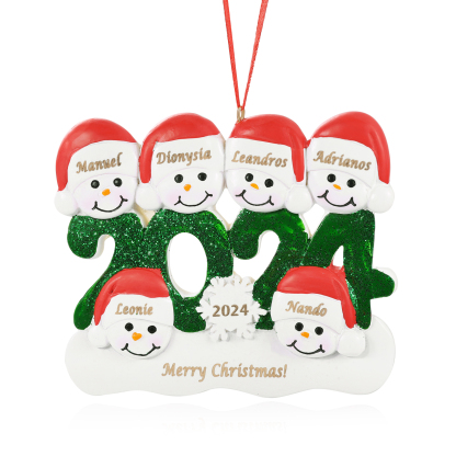 Navidad-Ornamento de resina 2024 con 6 nombres, año y 1 texto personalizados | Jessemade