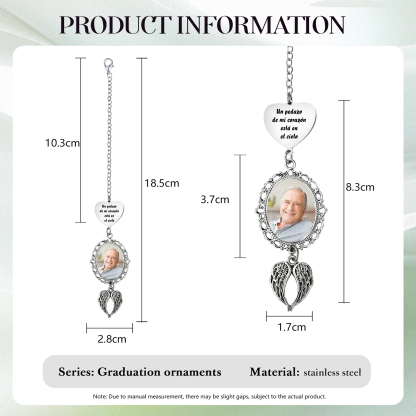 Memoria-Colgante de acero inoxidable con alas con foto personalizada | Jessemade