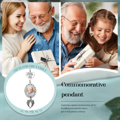 Memoria-Colgante de acero inoxidable con alas con foto personalizada | Jessemade