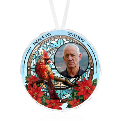 Memoria-Ornamento de vidrio cardenal y árbol con foto y 2 textos personalizados | Jessemade