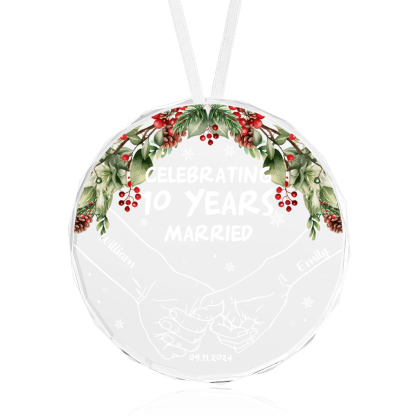 Navidad-Ornamento de vidrio de pareja manos cogidas 2 nombres, texto y fecha personalizados | Jessemade