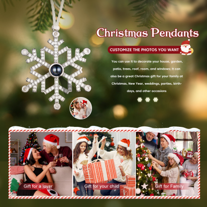Navidad-Ornamento en forma de nieve con proyección de foto personalizada | Jessemade