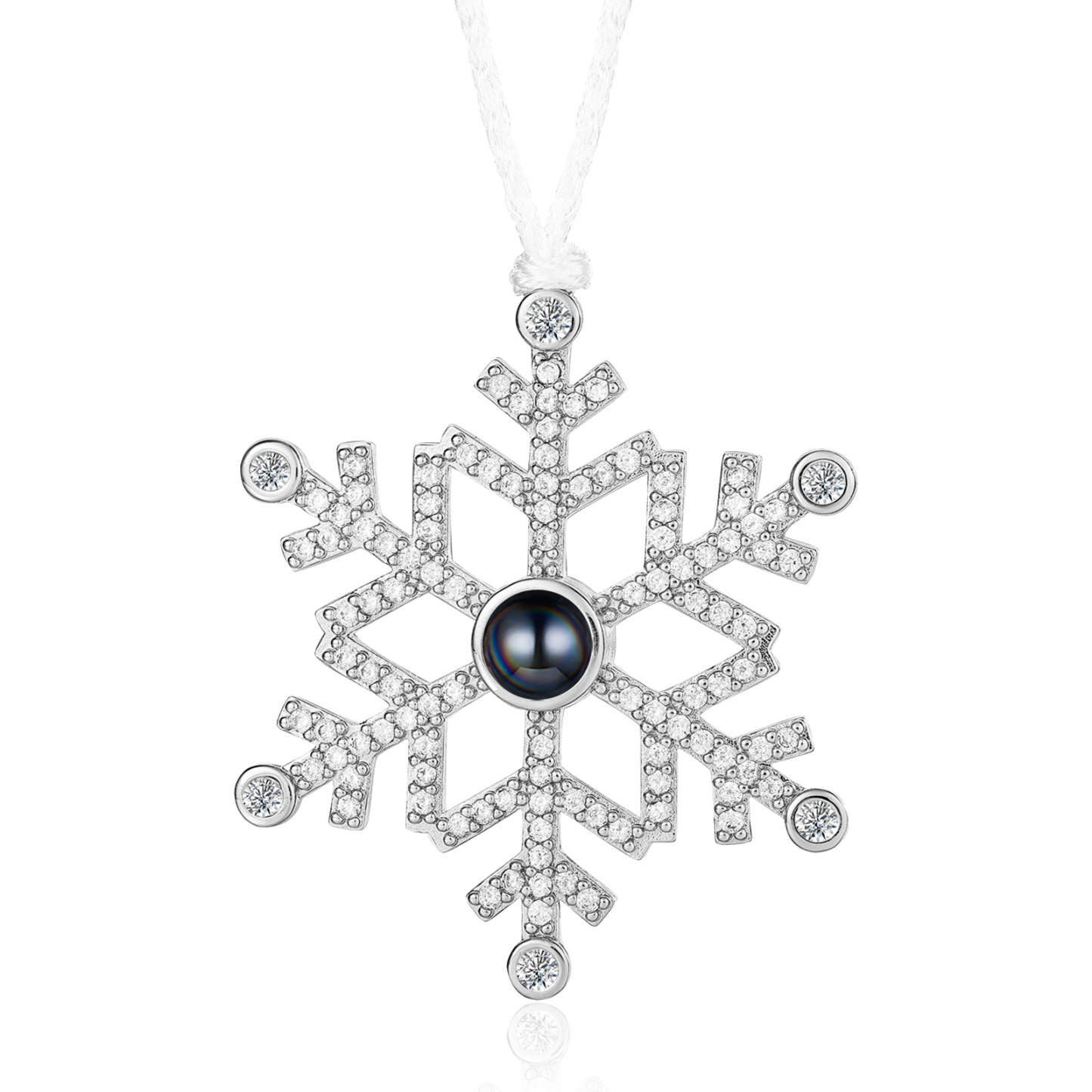 Navidad-Ornamento en forma de nieve con proyección de foto personalizada | Jessemade